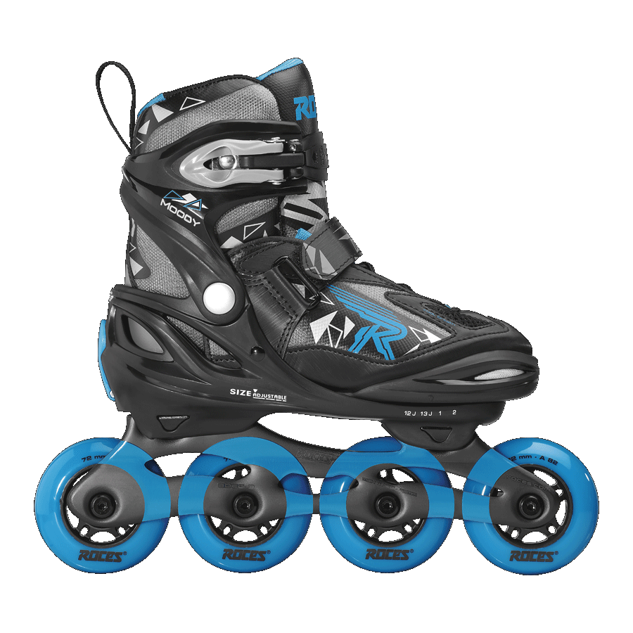 Roces Moody Tif adjustable inline skate for kids in black and blue